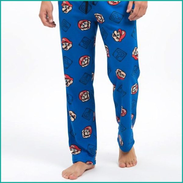Mario Face Men's Cotton Pant - Blue - Image 2