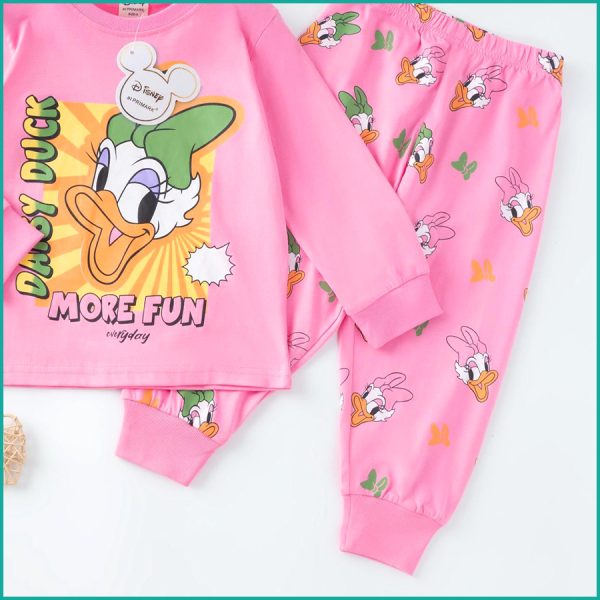 Daisy Fun Girls Full Sleeves Pajama Set PRIMARK - Pink - Image 3