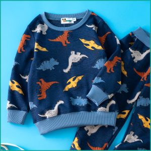 Colorful Dino Boys Winter Training Suit - Dark Blue