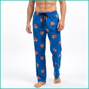 Mario Face Men's Cotton Pant - Blue