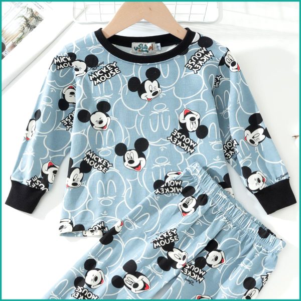 Happy Mickey Boys Full Sleeves Pajama Set - Sky Blue - Image 2
