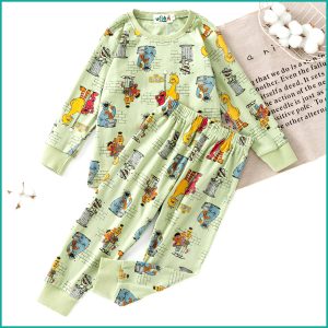 Monster Street Boys Full Sleeves Pajama Set - Green