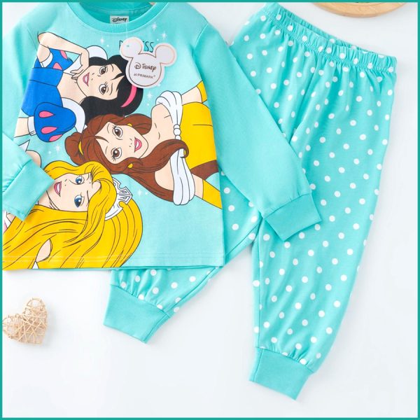 Princess Girls Full Sleeves Pajama Set PRIMARK - Sky Blue - Image 3
