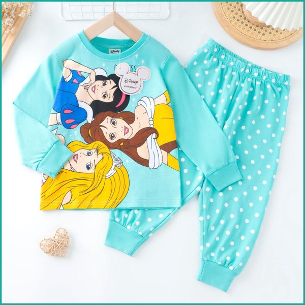 Princess Girls Full Sleeves Pajama Set PRIMARK - Sky Blue - Image 2