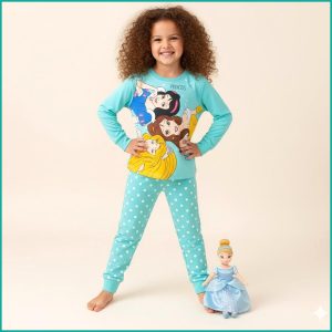 Princess Girls Full Sleeves Pajama Set PRIMARK - Sky Blue