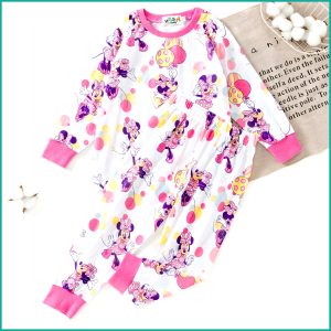 Minnie Dots Girls Full Sleeves Pajama Set - White