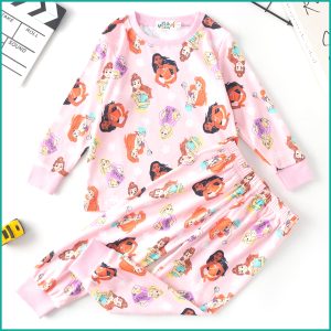 Princess Girls Full Sleeves Pajama Set - Baby Pink