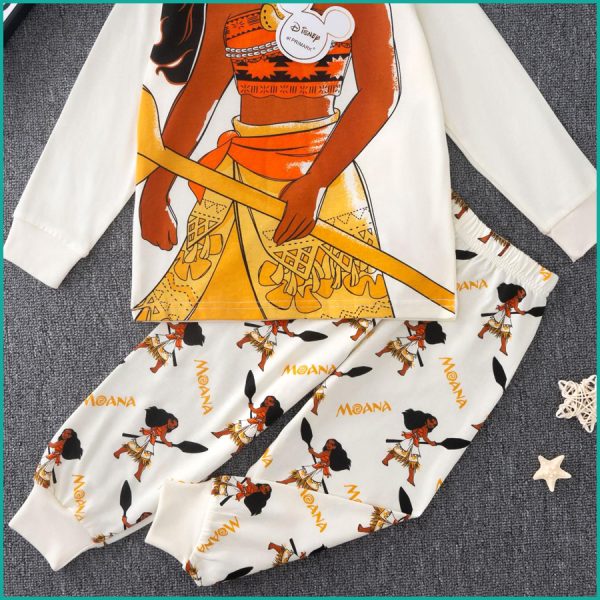 Moana Girls Full Sleeves Pajama Set PRIMARK - White - Image 4