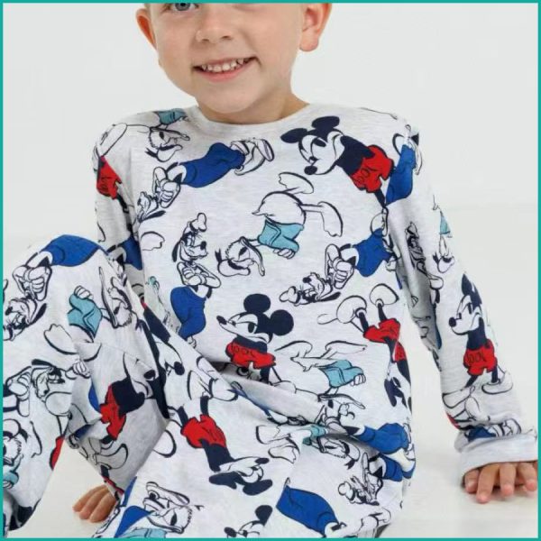 Mickey Donald Boys Full Sleeves Pajama Set - Grey - Image 3