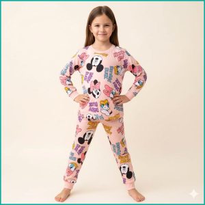 Daisy Donald Girls Full Sleeves Pajama Set PRIMARK - Pink