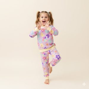 Floral Girls Winter Training Suit - Purple