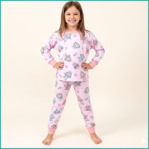 Labubu Baby Girls Full Sleeves Pajama Set - Pink