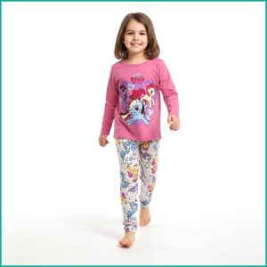Little Pony Girls Full Sleeves Pajama Set Khafif - Pink