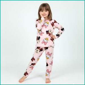 Daisy Minnie Girls Full Sleeves Pajama Set Khafif - Pink