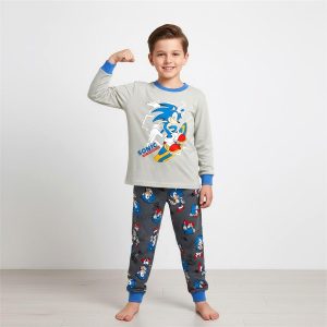 Skate Sonic Boys Winter Pajama Set - Greyبجايم مبتن من داخل