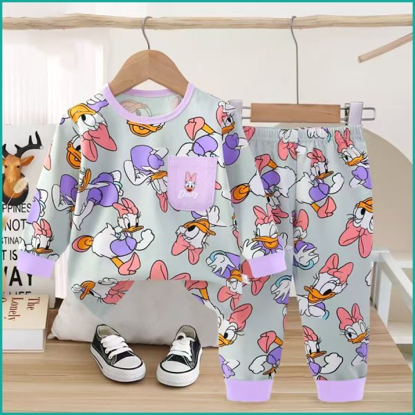Run Daisy Girls Full Sleeves Pajama Set Khafif - Grey - Image 2