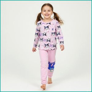 Kuromi Love Girls Full Sleeves Pajama Set Khafif - Purple
