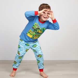 Team Turtle Boys Winter Pajama Set - Blueبجايم مبتن من داخل