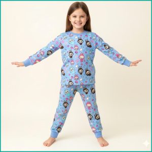 Labubu Candy Girls Full Sleeves Pajama Set - Blue