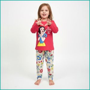 Floral Princess Girls Full Sleeves Pajama Set Khafif - Red White