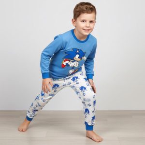 Sonic Boys Winter Pajama Set - Blue Whiteبجايم مبتن من داخل