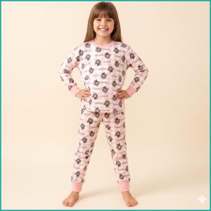 Labubu Checks Girls Full Sleeves Pajama Set - Pink