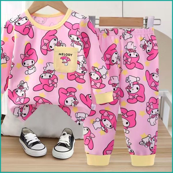 Melody Girls Full Sleeves Pajama Set Khafif - Pink - Image 4