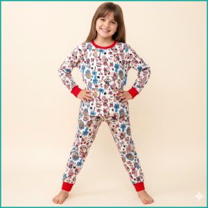 Labubu Celebration Girls Full Sleeves Pajama Set - White