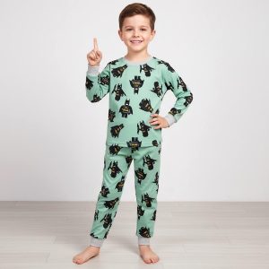 Mini Batman Boys Winter Pajama Set - Greenبجايم مبتن من داخل