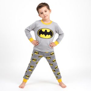 Batman Boys Winter Pajama Set - Light Greyبجايم مبتن من داخل