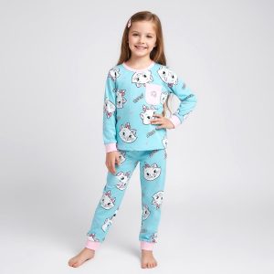Marie Girls Full Sleeves Pajama Set Khafif - Sky Blue