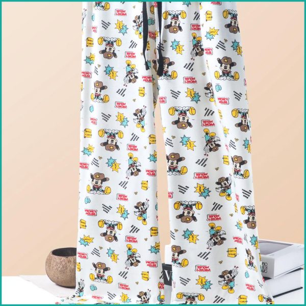 Happy Mickey Mouse Men's Cotton Pant - White - Image 3