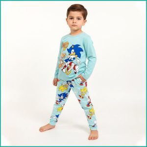 Sonic Boys Full Sleeves Pajama Set Khafif - Sky Blue