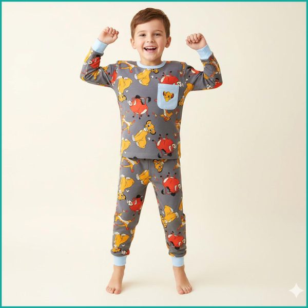 The Lion King Boys Full Sleeves Pajama Set Khafif - Dark Grey