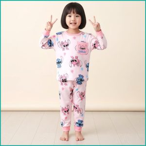 Lilo Stitch Girls Full Sleeves Pajama Set Khafif - Pink