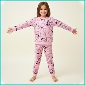 Cute Kitty Girls Winter Training Suit - Pink