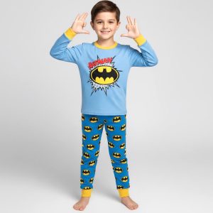 Batman Boys Winter Pajama Set - Sky Blueبجايم مبتن من داخل