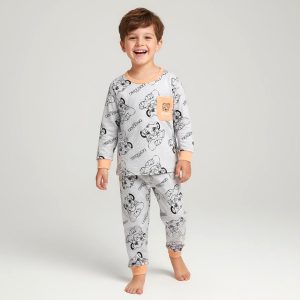 Lion King Boys Full Sleeves Pajama Set Khafif - Grey