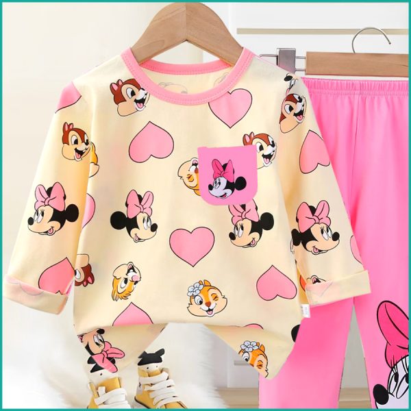Love Minnie Girls Full Sleeves Pajama Set Khafif - Yellow - Image 3