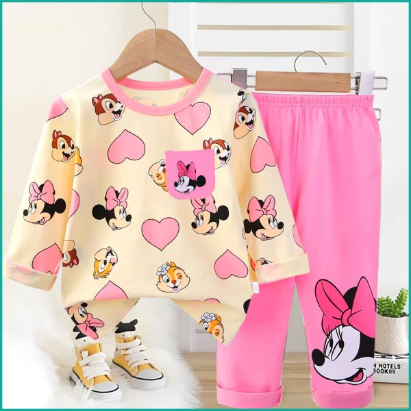 Love Minnie Girls Full Sleeves Pajama Set Khafif - Yellow - Image 2