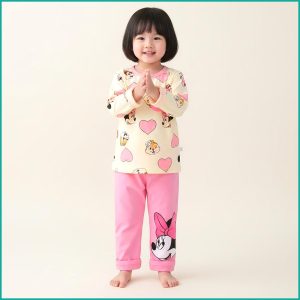 Love Minnie Girls Full Sleeves Pajama Set Khafif - Yellow