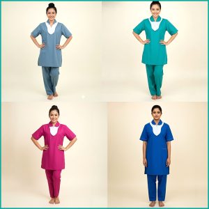 Plain Uniform Maids Panjabi TETRON Material (TC Material) - Pink Green Blue Grey