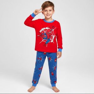 Spiderman Action Boys Winter Pajama Set - Red Blueبجايم مبتن من داخل