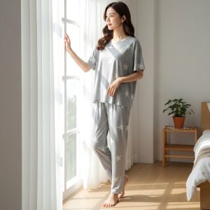 Stars Ladies Loungewear Pajama Set - Grey