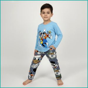 Mickey Surf Boys Full Sleeves Pajama Set Khafif - Blue