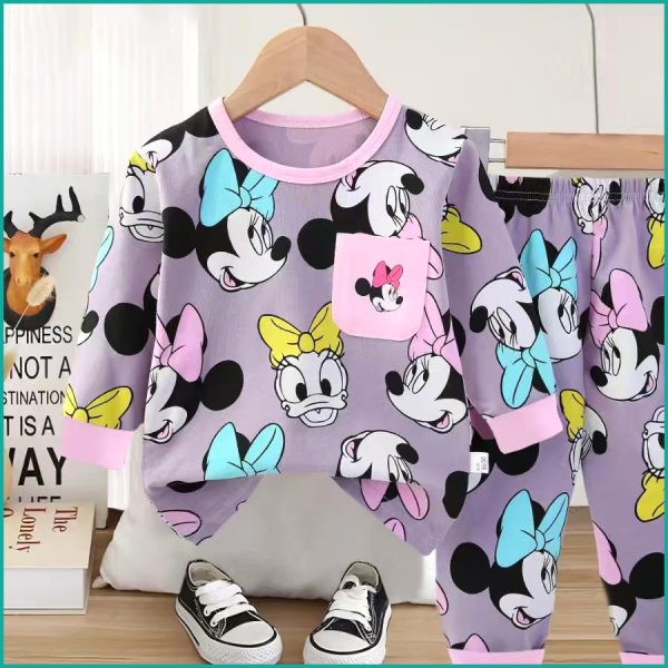 Daisy Minnie Girls Full Sleeves Pajama Set Khafif - Purple - Image 3