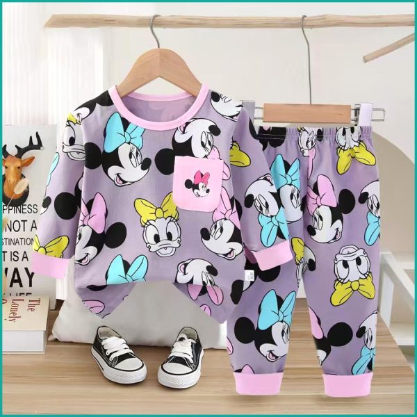Daisy Minnie Girls Full Sleeves Pajama Set Khafif - Purple - Image 2