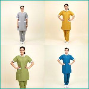 Plain Uniform Maids Panjabi TETRON Material (TC Material) - Yellow Green Blue Grey
