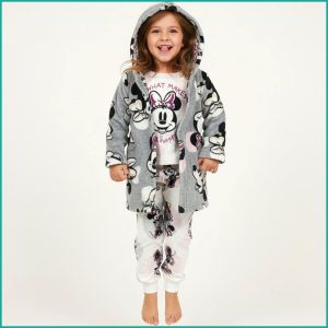 Minnie Girls Winter 3 Pcs Pajama Set - Grey