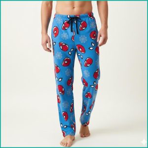 Spiderman Face Men's Cotton Pant - Blue